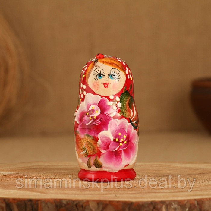 Матрёшка 3-х кукольная "Таня"розы, с божьей коровкой, 11см, ручная роспись. - фото 3 - id-p219690203