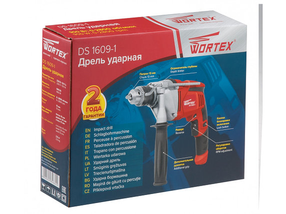 Дрель ударная WORTEX DS 1609-1 в кор., фото 2