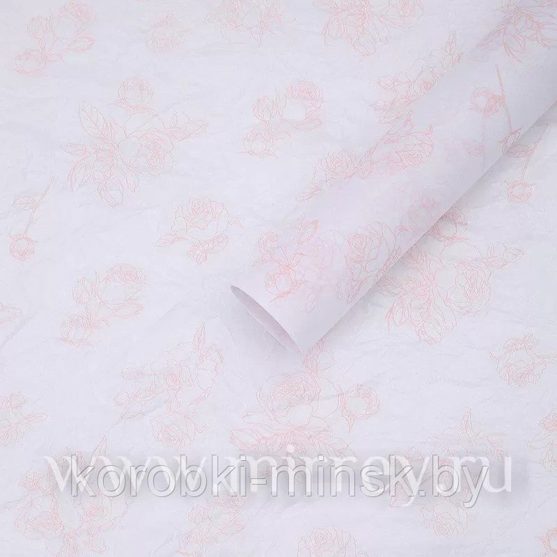 Бумага тишью "Кружевная роза" 50*70 см (20 листов/уп) Белый/ розовый