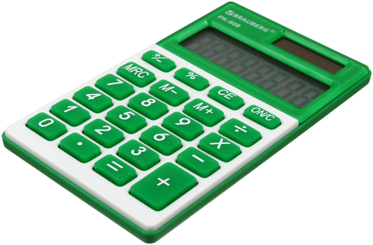 Калькулятор карманный 8-разрядный Brauberg PK-608 зеленый - фото 1 - id-p219689697