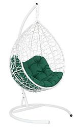 Подвесное кресло-кокон SEVILLA RELAX ротанг белый подушка зеленая