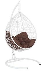 Подвесное кресло-кокон SEVILLA RELAX ротанг белый подушка коричневая