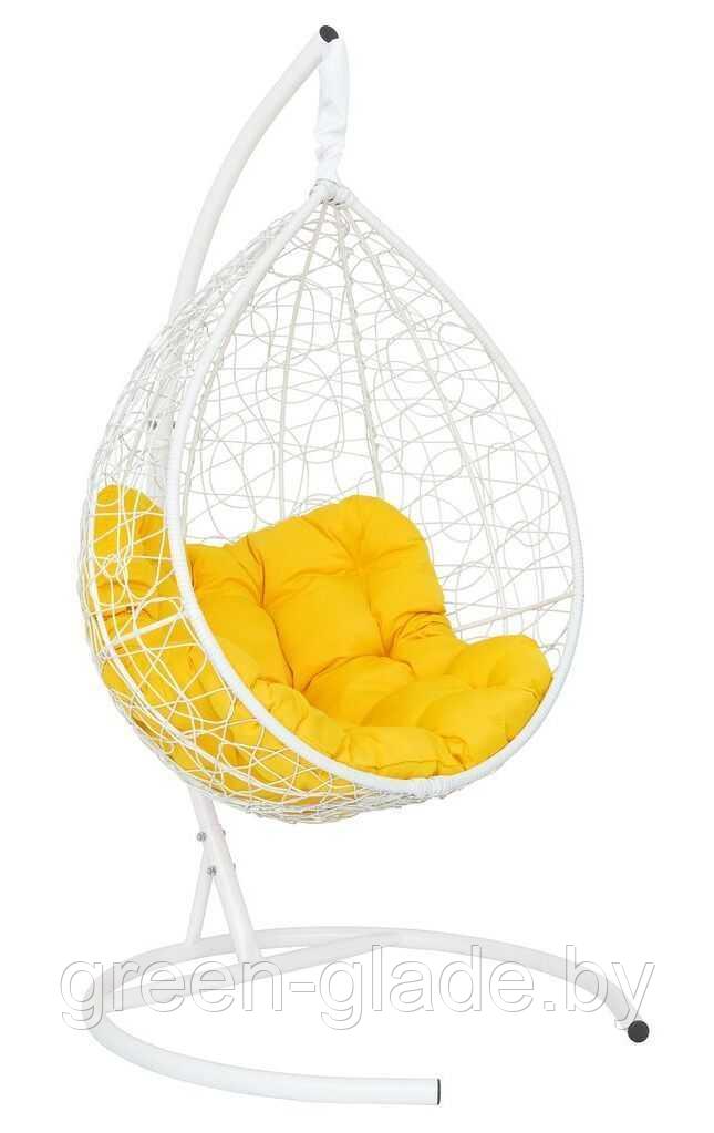 Подвесное кресло-кокон SEVILLA RELAX ротанг белый подушка желтая - фото 1 - id-p219694927