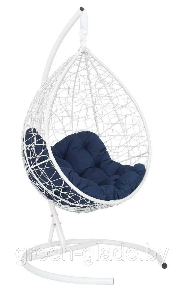 Подвесное кресло-кокон SEVILLA RELAX ротанг белый подушка синия