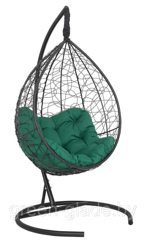 Подвесное кресло-кокон SEVILLA RELAX ротанг черный подушка зеленая