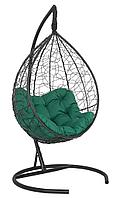 Подвесное кресло-кокон SEVILLA RELAX ротанг черный подушка зеленая