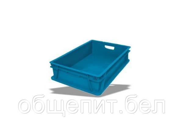 Россия (Пластик) Ящик 600*400*150 мм. для мяса прямой сплошной, синий /1/50/