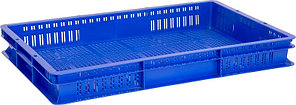 Россия (Ящики) Ящик 600*400*75 мм. для хранения продуктов, прямой перфорир., синий (крышка 65079) /1/128/