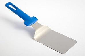 GI.METAL (Италия) Лопатка 31 см. изогнутая, раб.часть 12*9 см. нерж. широкая с пластик. ручкой, синяя Gimetal