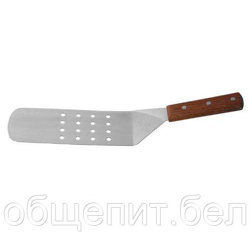 MGsteel Лопатка 36,5 см. изогнутая раб.часть 19*7 см. нерж. перфорир. широкая с дерев. ручкой MGsteel /1/120/ - фото 1 - id-p219695784