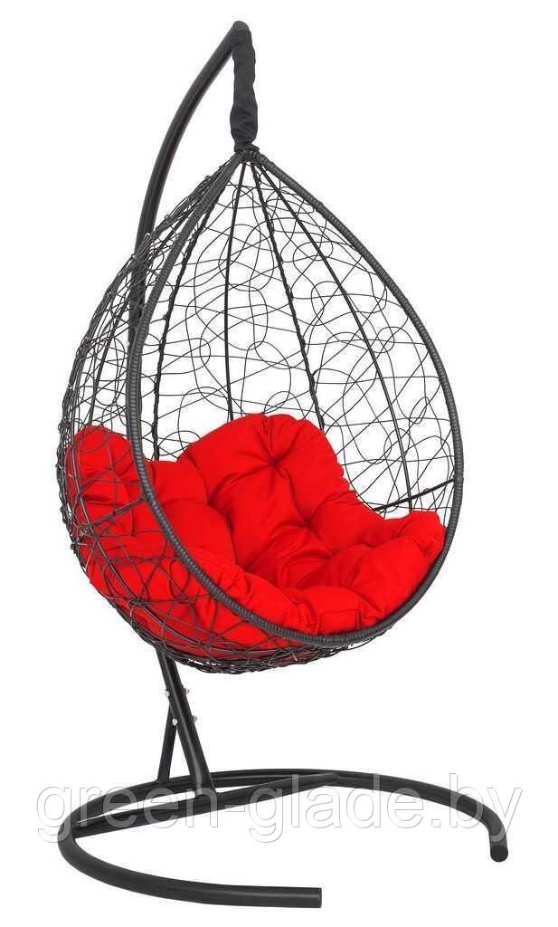 Подвесное кресло-кокон SEVILLA RELAX ротанг черный подушка красная