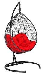 Подвесное кресло-кокон SEVILLA RELAX ротанг черный подушка красная