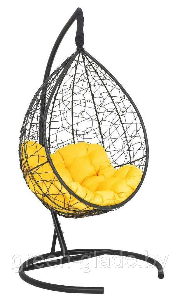 Подвесное кресло-кокон SEVILLA RELAX ротанг черный подушка желтая - фото 1 - id-p219696717