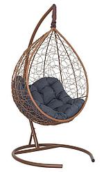 Подвесное кресло-кокон SEVILLA RELAX ротанг горячий шоколад подушка темно серая