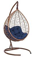 Подвесное кресло-кокон SEVILLA RELAX ротанг горячий шоколад подушка синия