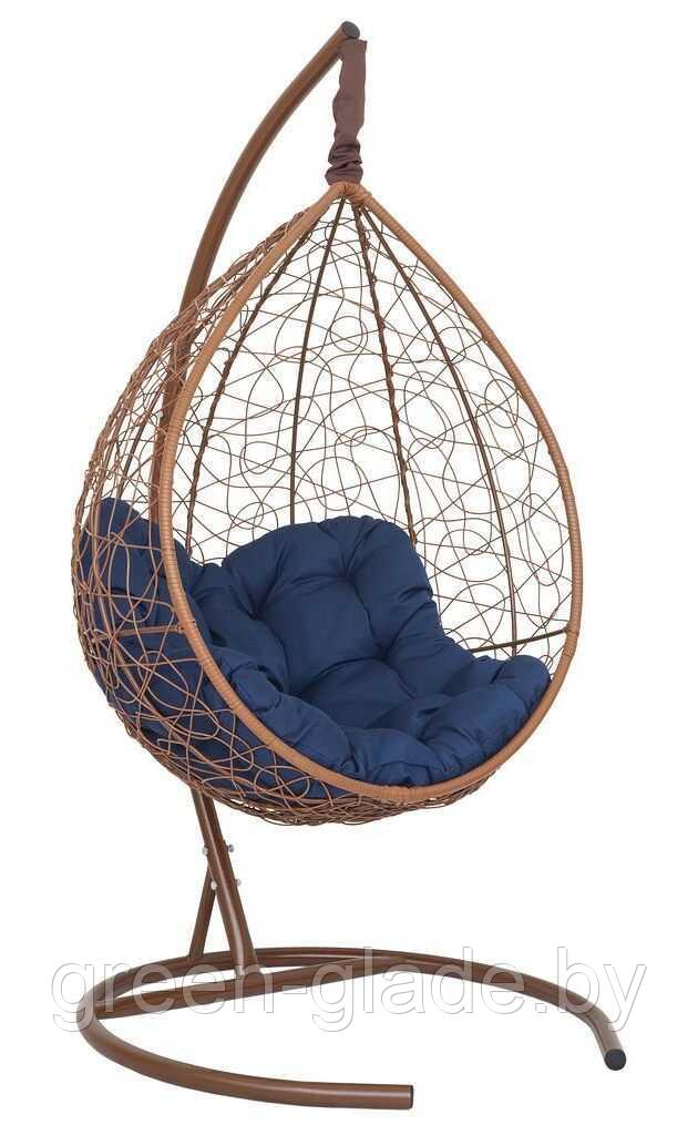 Подвесное кресло-кокон SEVILLA RELAX ротанг горячий шоколад подушка синия - фото 1 - id-p219696771