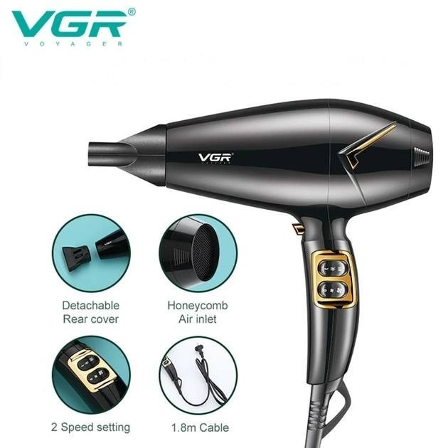 Профессиональный фен VGR для сушки и укладки волос VGR v-423 1800-2200w с холодным обдувом