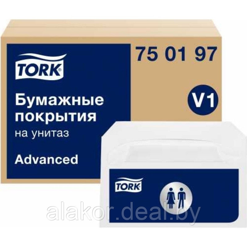 Покрытия бумажные индивидуальные TORK Advanced на унитаз V1,1шт. цвет белый - фото 1 - id-p219697963