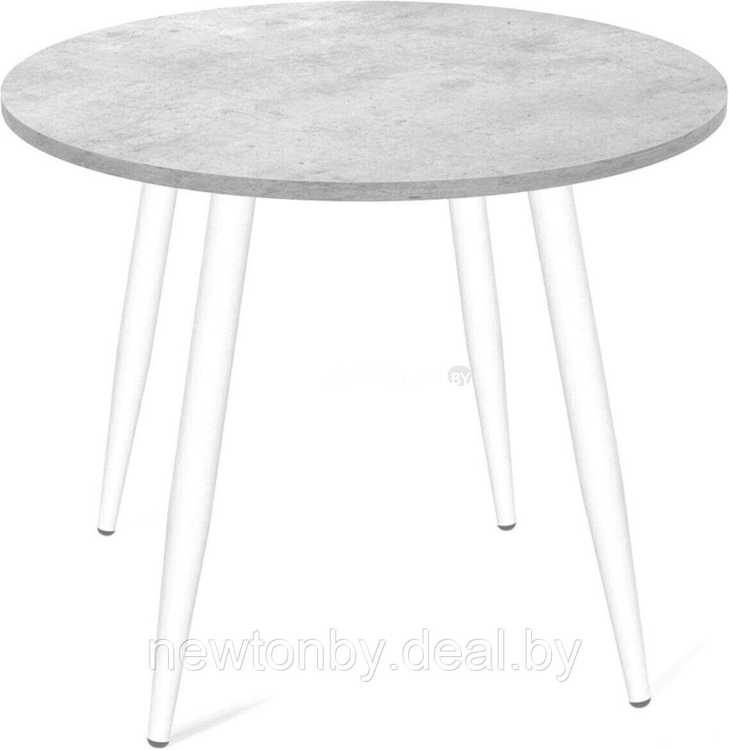 Кухонный стол Sheffilton SHT-TU14/90 ЛДСП (белый муар/бетон чикаго светло-серый) - фото 1 - id-p219703129