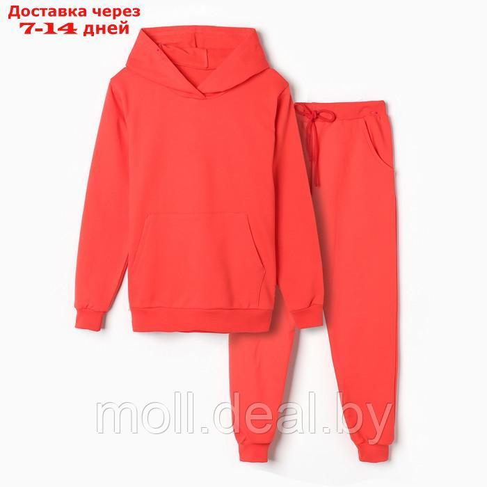 Комплект (фуфайка,брюки) для девочки НАЧЁС, цвет красный, рост 128 см - фото 1 - id-p219687957