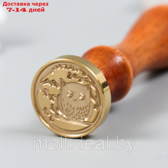 Печать для сургуча с деревянной ручкой "Совёнок на веточке" 9х2,5х2,5 см - фото 2 - id-p219683996