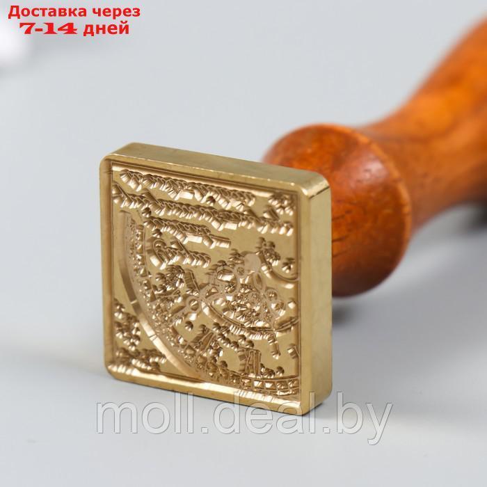 Печать для сургуча с деревянной ручкой "Старинные часы" 9х2,5х2,5 см - фото 2 - id-p219683998