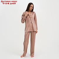 Пижама женская (рубашка и брюки) KAFTAN "Треугольники" цвет бежевый, размер 44-46