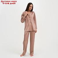 Пижама женская (рубашка и брюки) KAFTAN "Треугольники" цвет бежевый, размер 52-54