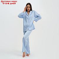 Пижама женская (рубашка и брюки) KAFTAN "Треугольники" цвет голубой, размер 52-54