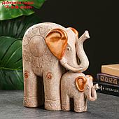 Фигура "Слоны" слоновая кость, 35х30х15см