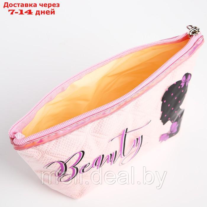 Косметичка-сумка Девушка, 23*7*14, отд на молнии, бледно розовый - фото 3 - id-p219687197