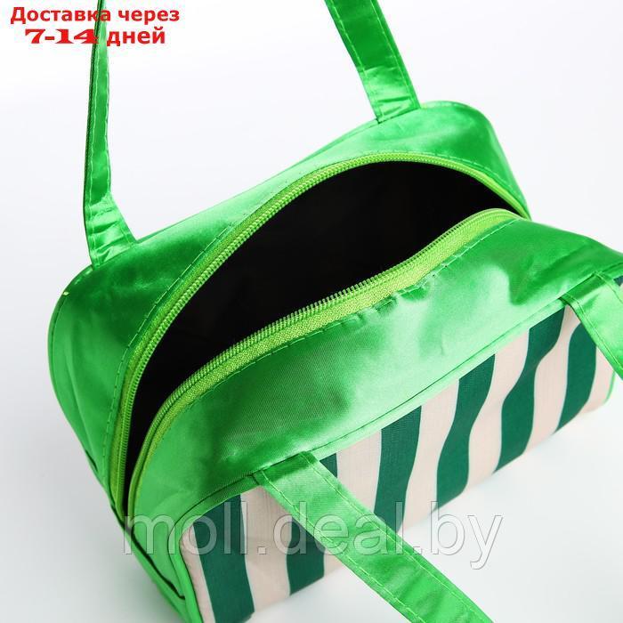 Косметичка-сумка Полосы, 22*10*15, отд на молнии, бело/зеленый - фото 3 - id-p219687206