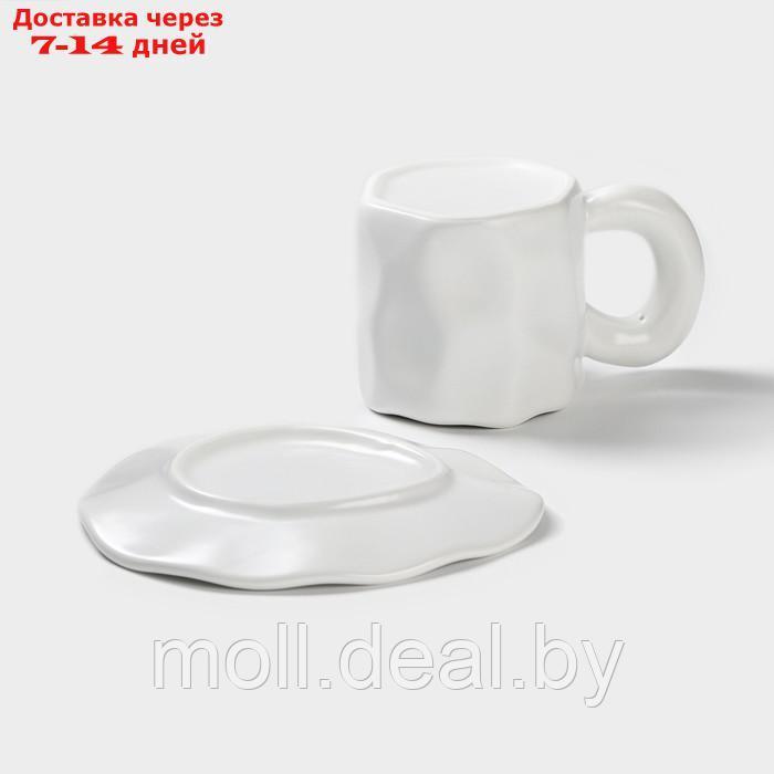 Чайная пара "Базальт" кружка 200 мл, блюдце 14,8*13 цвет белый - фото 4 - id-p219687357