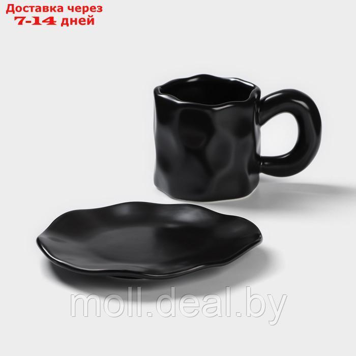 Чайная пара "Базальт" кружка 200 мл, блюдце 14,8*13 цвет черный - фото 2 - id-p219687359