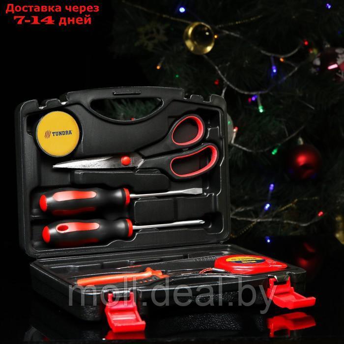 Набор инструментов в кейсе ТУНДРА, подарочная упаковка к Новому году, 7 предметов - фото 2 - id-p219683012