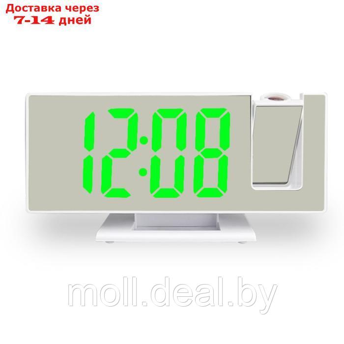 Часы настольные электронные с проекцией: будильник, термометр, календарь, USB, 18.5 x 7.5 см - фото 1 - id-p219688711
