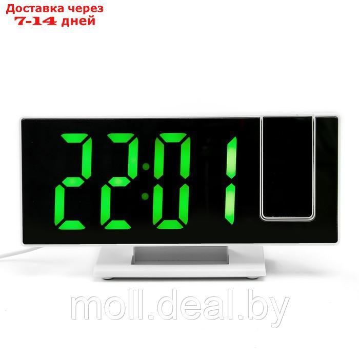 Часы настольные электронные с проекцией: будильник, термометр, календарь, USB, 18.5 x 7.5 см - фото 3 - id-p219688711