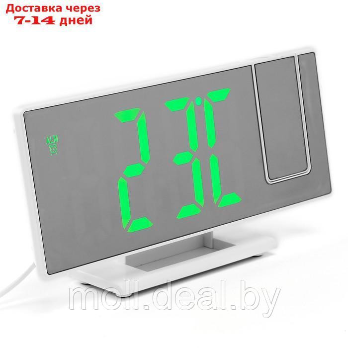 Часы настольные электронные с проекцией: будильник, термометр, календарь, USB, 18.5 x 7.5 см - фото 5 - id-p219688711