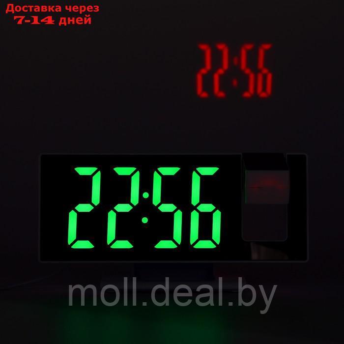 Часы настольные электронные с проекцией: будильник, термометр, календарь, USB, 18.5 x 7.5 см - фото 7 - id-p219688711