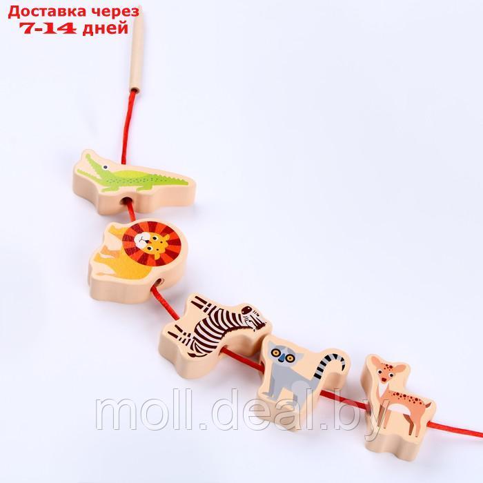 Детская деревянная игрушка 2 в1 балансир + шнуровка "Зверята" 18х9,5х10 см - фото 5 - id-p219685702
