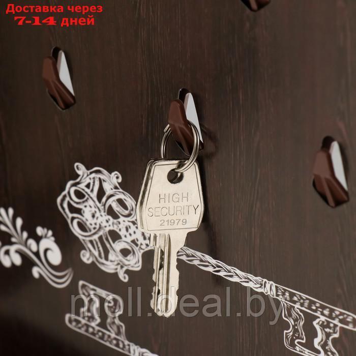 Ключница закрытая "Правила дома. Доски" 26,5х31,5 см Орех - фото 4 - id-p219685753