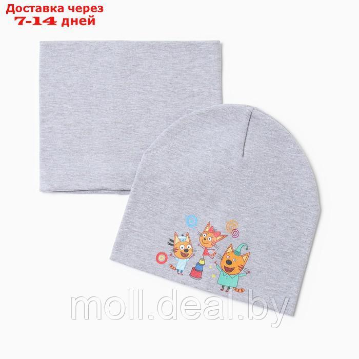 Комплект детский (шапка, снуд), цвет серый меланж/Семейка, размер 50-52 - фото 1 - id-p219686787