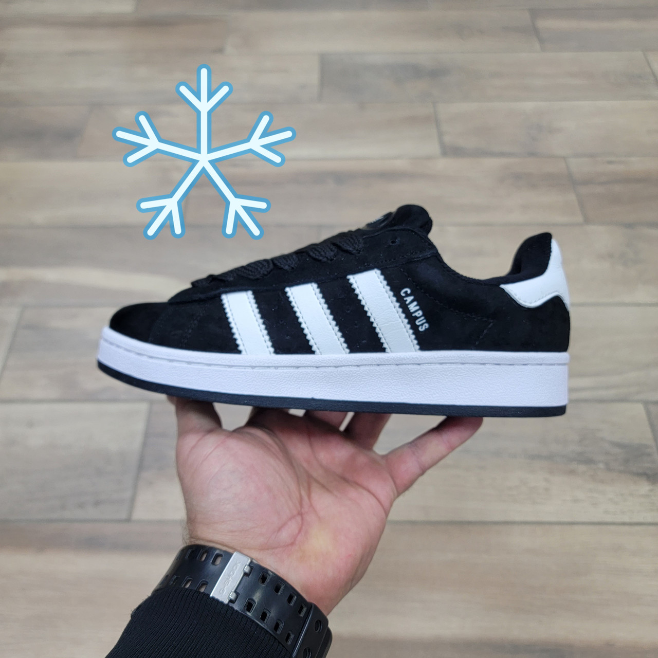 Кроссовки Wmns Adidas Campus 00s Black White Black с мехом 41