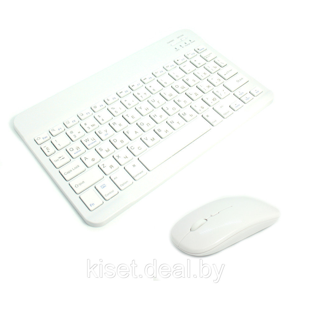 Комплект беспроводная клавиатура и мышь bluetooth белый - фото 1 - id-p219703332