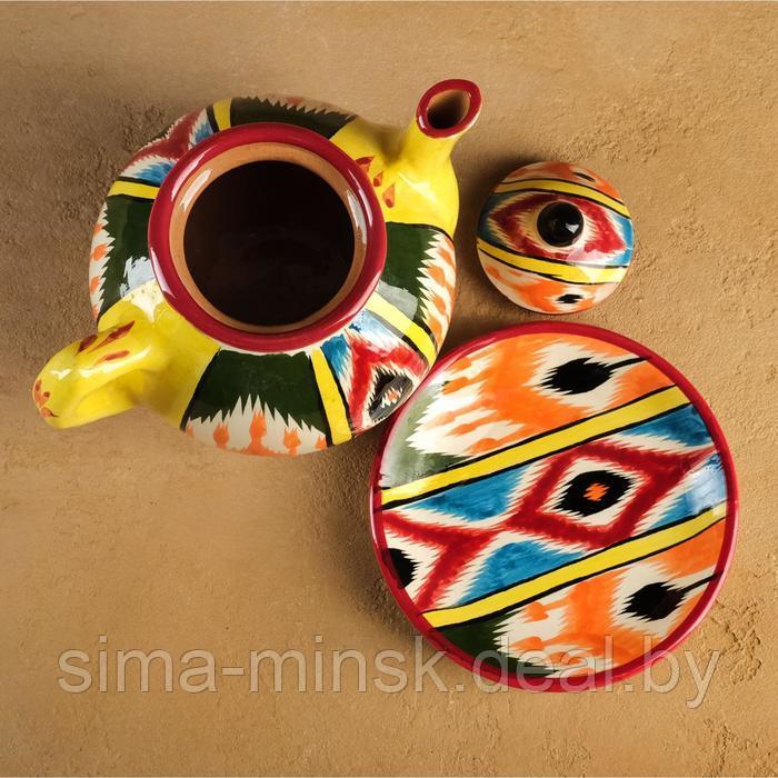 Набор чайный Риштанская керамика "Атлас №3", 9 предметов (чайник 0,8л, пиалы 0,2л) - фото 5 - id-p219708729