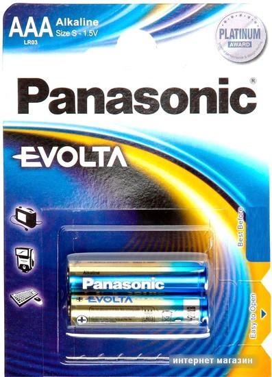 Батарейка Panasonic Evolta AAA 2 шт. LR03EGE/2BP - фото 1 - id-p200588354