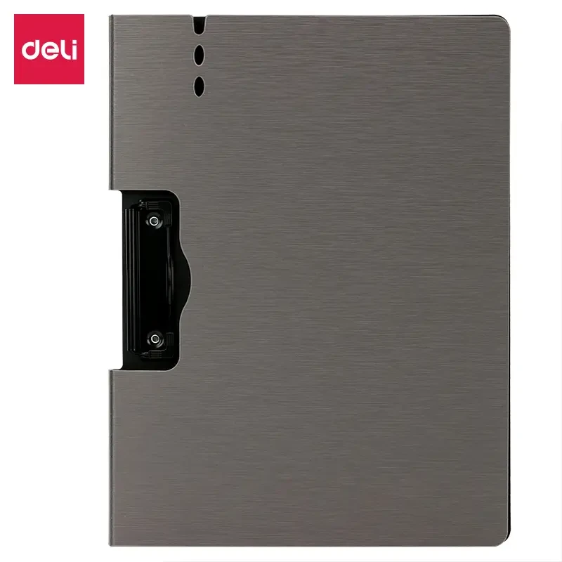 Папка-планшет DELI, А4, с боковым прижимом, пластик, серый (Цена с НДС)