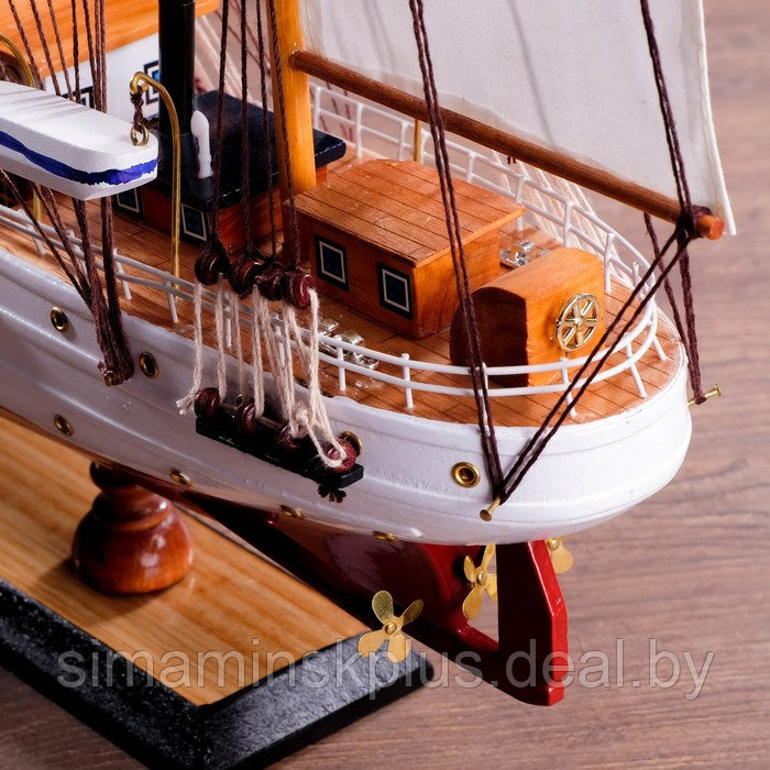 Корабль сувенирный «Проводник», 3 мачты, белый борт, чёрная подставка, белые паруса - фото 8 - id-p219714697