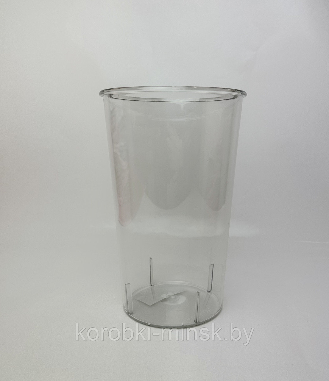 Пластиковая ваза однотонная круглая ( высота 24,5см, верх  15,8см, низ 11,5см) Прозрачный