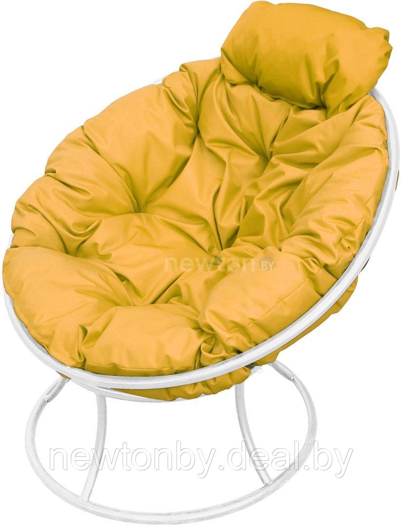 Кресло M-Group Папасан мини 12060111 (белый/желтая подушка) - фото 1 - id-p219716871